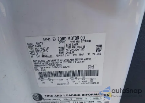 2013 Ford F-150 Platinum from USA, damaged, VIN 1FTFW1E66DFD52207